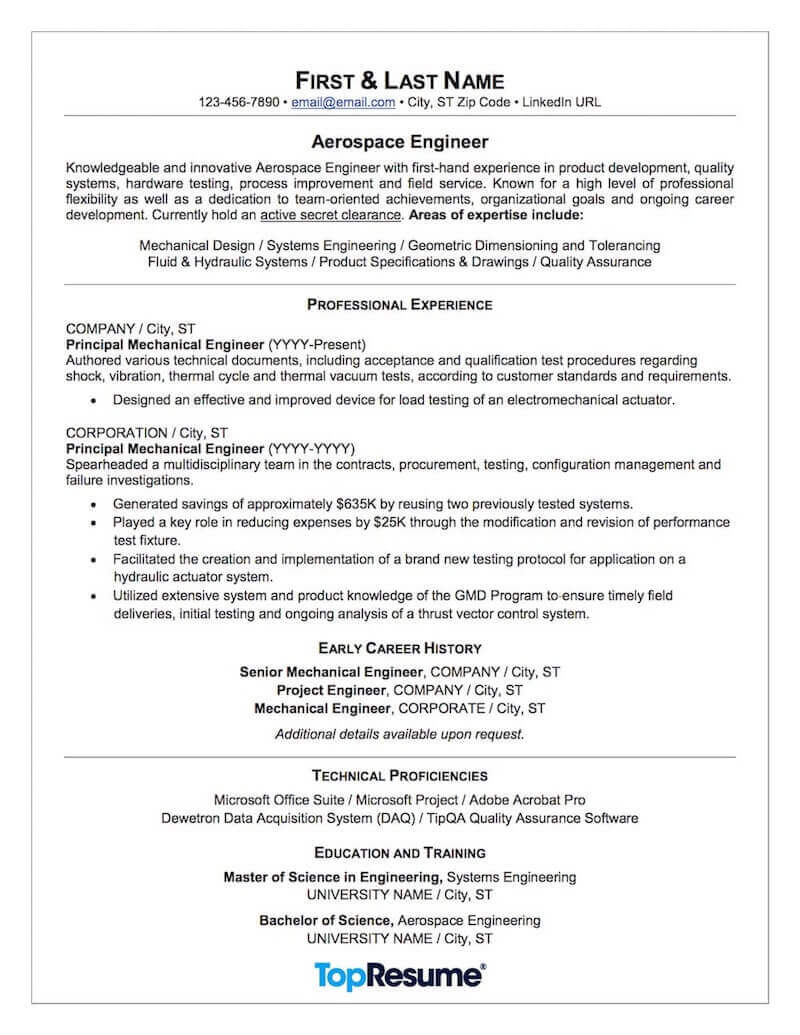 Aviation Resume Sample