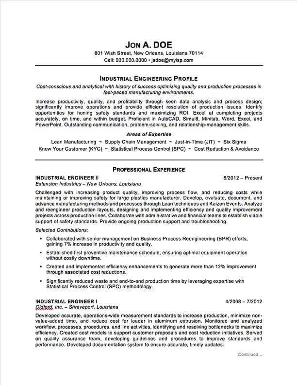 Sample Engineering Resume