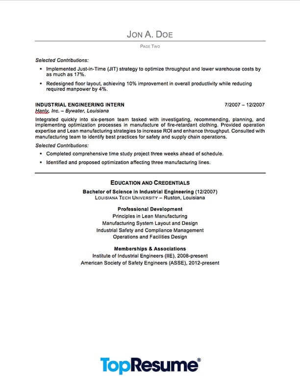 Sample Engineering Resume